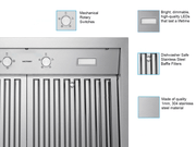 Victory TwisterMAX feature detail showing rotary knobs, dimmable LED light and dishwasher-safe baffle filters