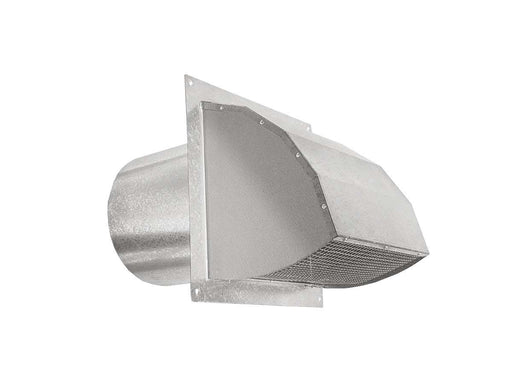 Metal wall cap for 10" duct made of weather-resistant galvanized steel with mesh screen and spring damper