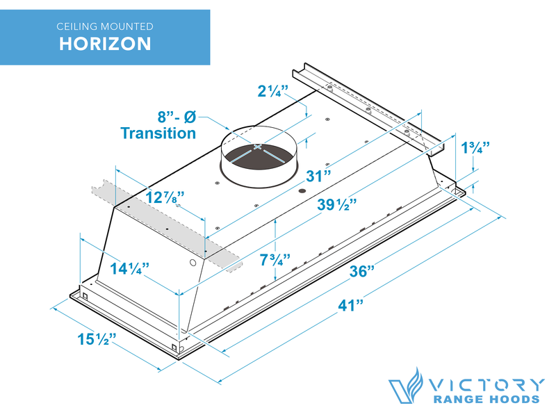 Victory Horizon 900 CFM Double Blower Ceiling Mount Range Hood