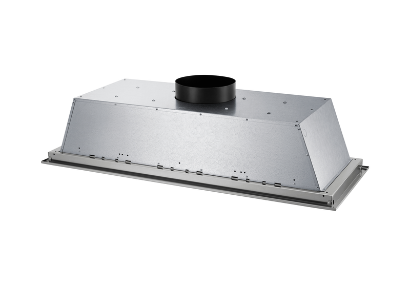 Rear view of the Horizon ventilation unit with galvanized steel housing and a top-venting duct collar.