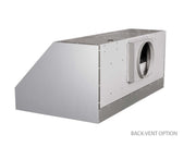 Rear view of the VICTORY Hurricane 48 inch 1200 CFM range hood showing the back vent exhaust option