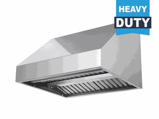 60 inch 2300 CFM stainless steel outdoor range hood with dual blowers and LED lighting over BBQ grill