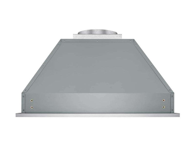 Rear view of Victory Q2 insert showing sloped housing, top exhaust collar and mounting flange