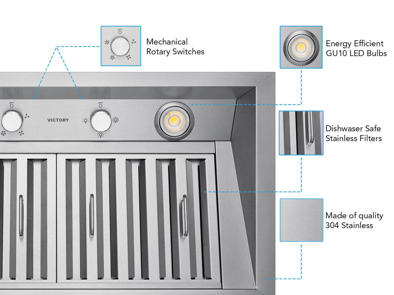 Range Hood Insert 42" victory range hoods model Q2