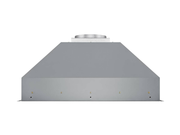 Top view of the VICTORY Q5 range hood insert, showing the 8-inch round duct exhaust vent and the durable 19-gauge stainless steel housing