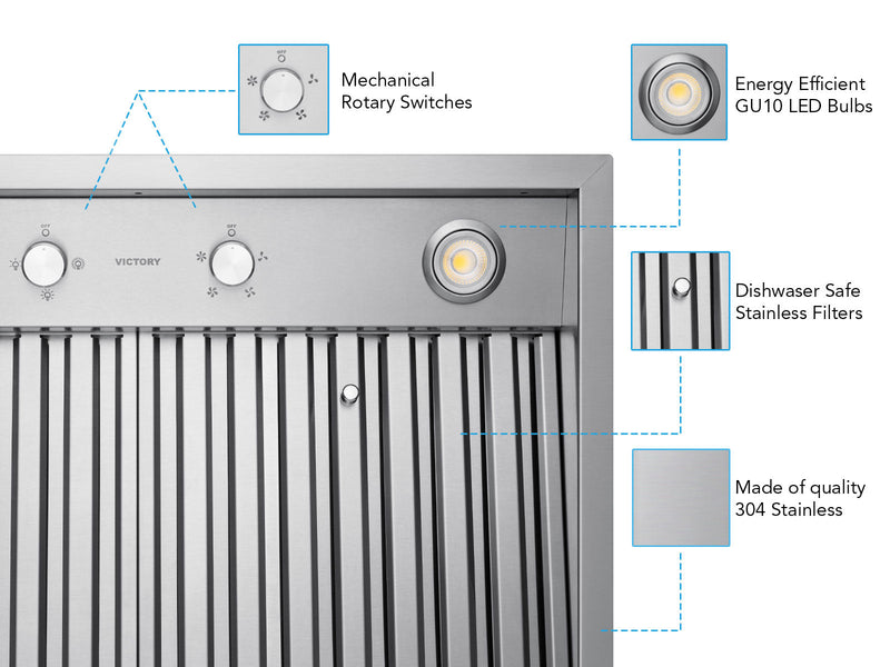 range hood insert 30 inches wide with 600 cfm