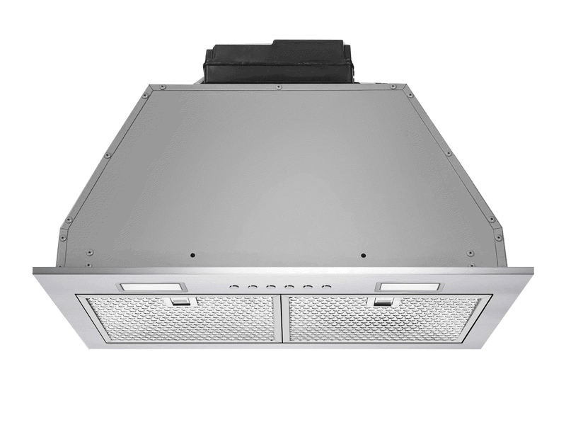 Bottom-up view of the Victory Q6 showing the industrial metal housing, dual LED lights, and honeycomb filter latches