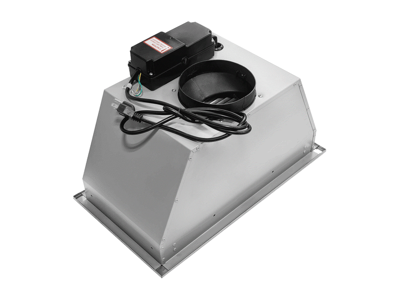 Top view of the Victory Q6 highlighting the all-metal motor housing, 120V power cord, and circular duct exhaust collar