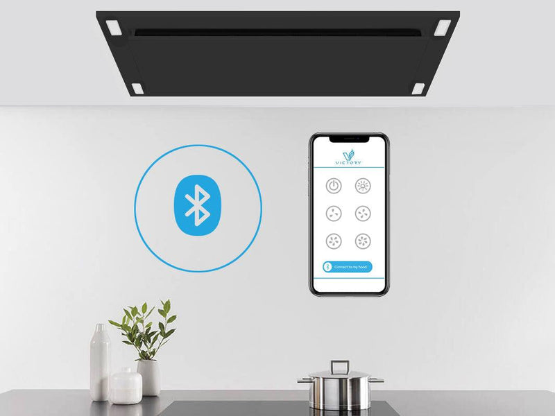 VICTORY Sunset matte black flush ceiling ventilation system with Bluetooth app display