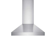 Front exterior view of VICTORY Twister hood showing stainless steel chimney, smooth canopy surface, and clean wall-mount profile