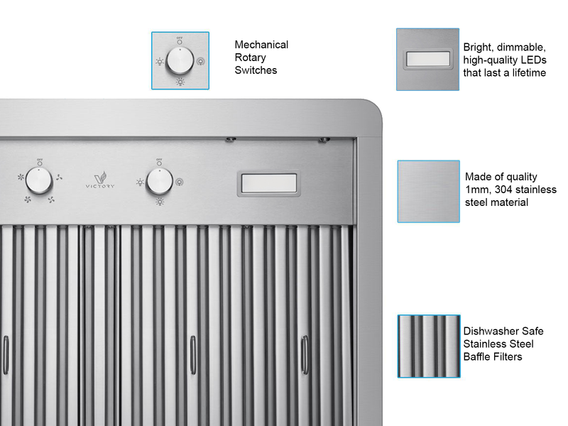 42 Inch 900 CFM Under Cabinet Range Hood - VICTORY Verona