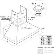 wall mount range hood 48" 1000 CFM chimney hood